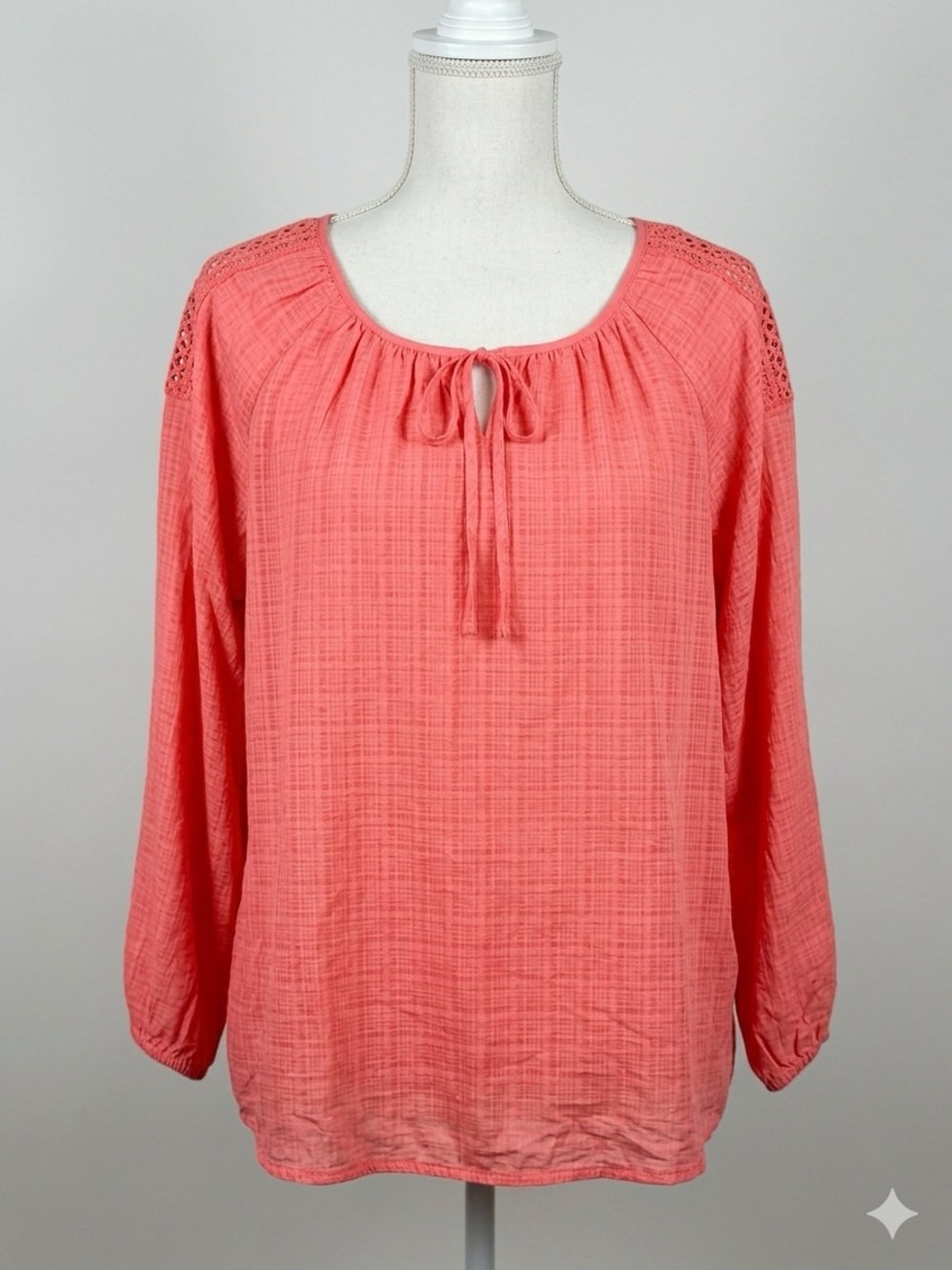 new directions Coral Tie-Front Peasant Blouse